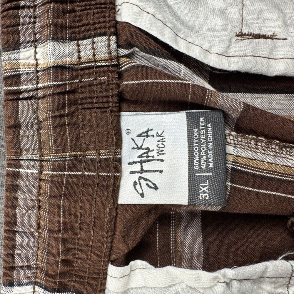 Shaka Wear Mens 3XL Brown Plaid Cargo Shorts Elastic Waist Streetwear Casual - Picture 8 of 11